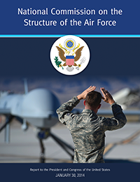 National Commission on the Structure of the Air Force cover with photograph from the back of an airman directing an unmanned aircraft into position