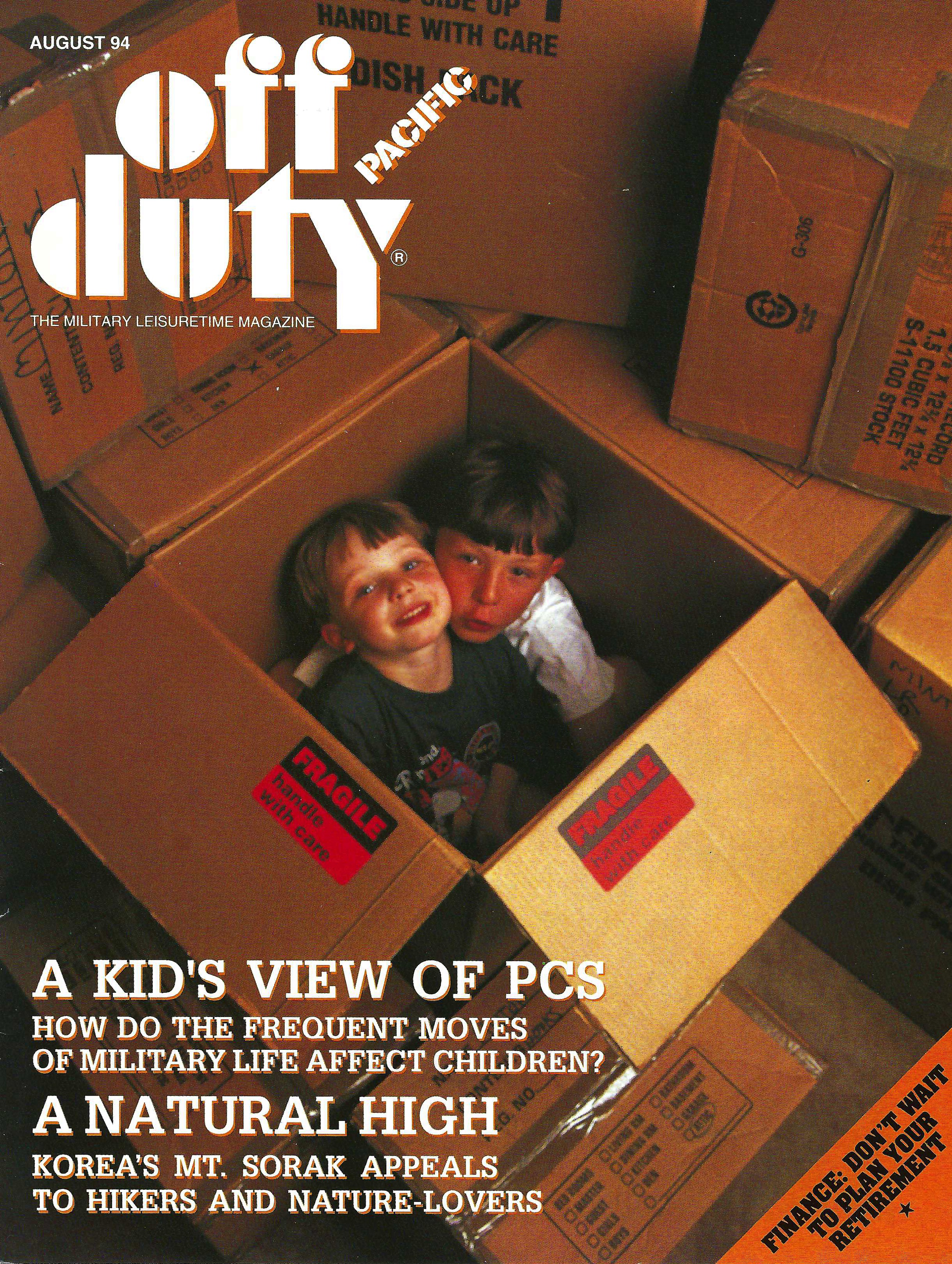 Cover of Off Duty magazine with "On the Move Again" story. Link to PDF